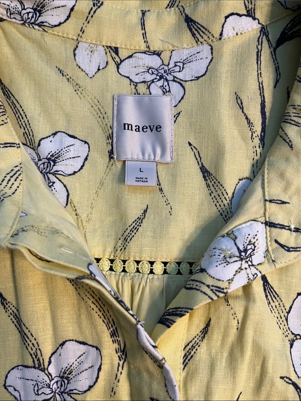 Maeve Yellow Floral Button-Front Dress - Picture 2 of 5